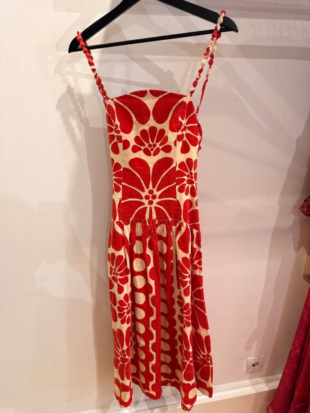 Farm Rio Red and Cream Floral Maxi Dress